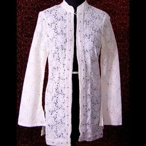 TRUE MEANING Ivory eyelet boho blouse jacket S/M